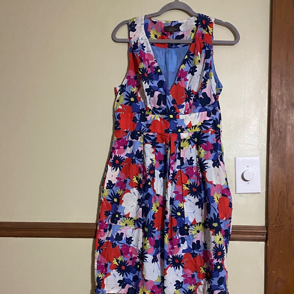 Floral V-Neck Midi Dress in Multi